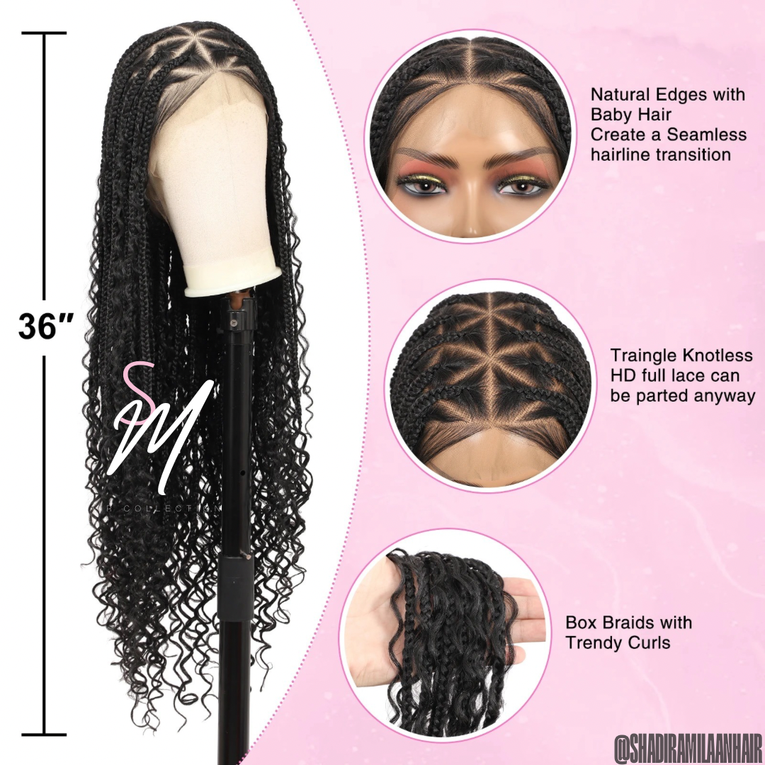 Triangle knotless boho wig